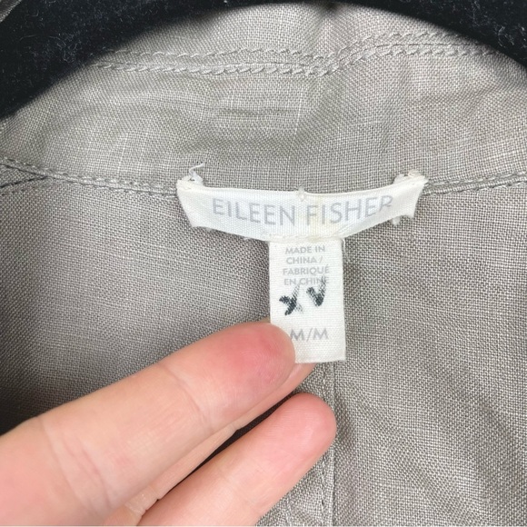 Eileen Fisher Women's Medium Coated Organic Linen Moto Jacket Full Zip Collared - Picture 3 of 16